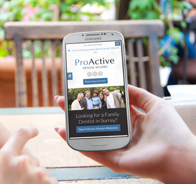 ProActive Dental Studio Website on a Phone